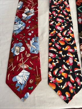 Lot of 4 Vintage TABASCO Brand Novelty Men's Neckties 100% Silk Hot Sauce Food